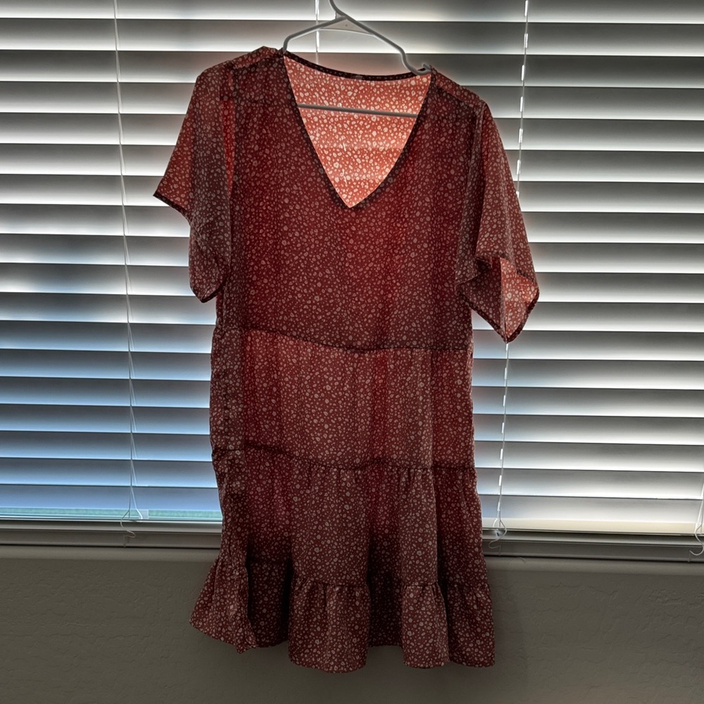 Pink Floral V-Neck Dress